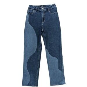 Hollister Ultra High Rise Blue Rinse Wavy California Dad Jeans